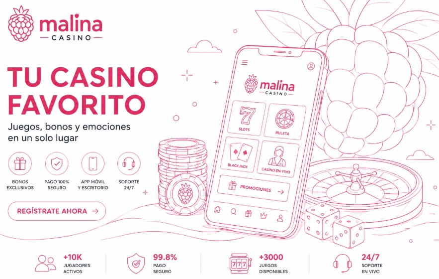 Vista principal de Malina Casino y su proceso de registro